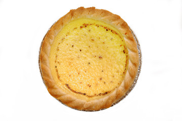 Egg custard tart a traditional British pastry topped with nutmeg