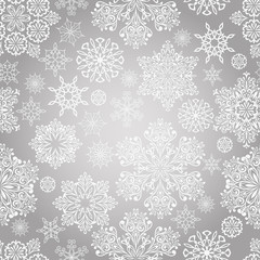 Vector Seamless Pattern with White Snowflakes