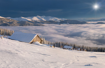 Beautiful winter landscape in the mountains