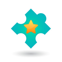 Puzzle piece with a star