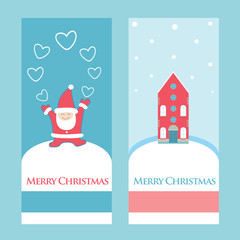 Christmas, New Year greeting card with lovely cartoon Santa