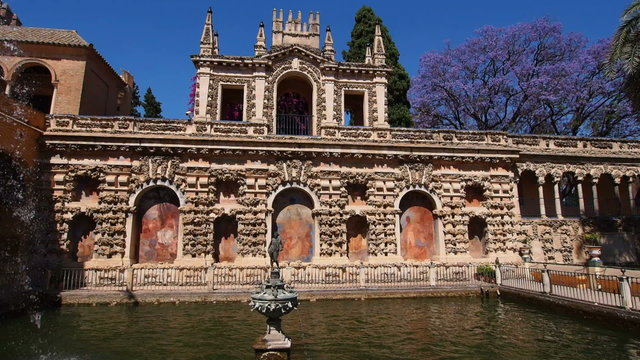 Gardens in Alcazar of Seville, Spain