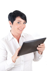 Best Agerin benutzt Tablet-Pc