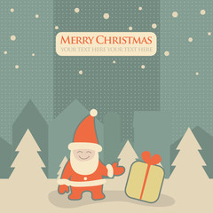 Christmas, New Year greeting card with Santa Claus