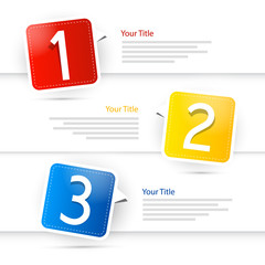 One, two, three, progress steps for tutorial