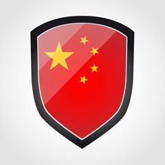 Shield with flag inside - China - vector