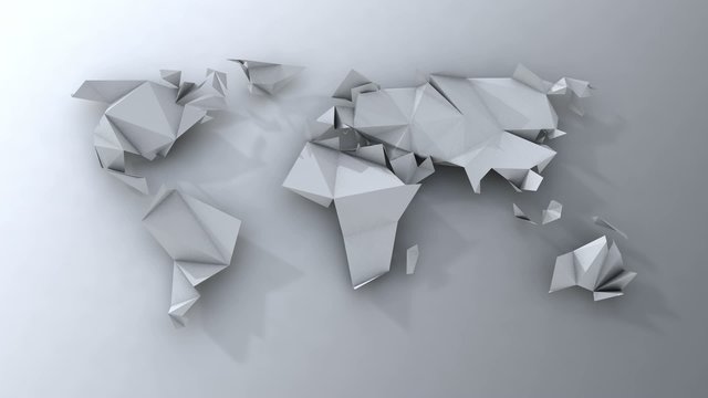 Motion stop origami continents folding and unfolding.Video loop