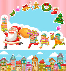 Obraz na płótnie Canvas set of Christmas cartoons and design elements