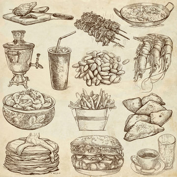 Food and Drinks around the World (no. 3) - full sized drawings