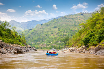 Rafting on the Bhote Koshi  in Nepal.