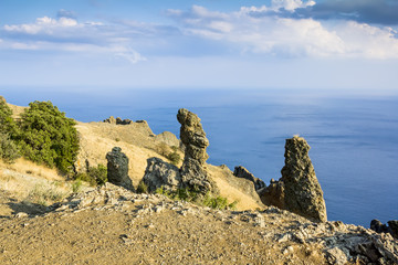 Fototapeta na wymiar Crimea, extinct volcano Kara-Dag mountain reserve, Ukraine