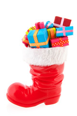 Fototapeta na wymiar Christmas boot z prezentami