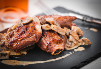 Close up of beef or pork ribs