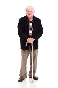 elderly man with walking stick