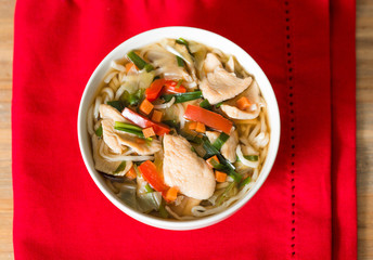 Bowls of Asian soup noodles