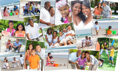 Montage Happy Ethnic Family Parents & Children Holiday