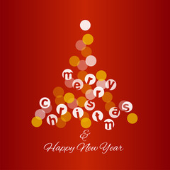 Christmas tree lights red background