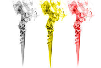 Colored smoke, Belgium flag colors, red, yellow, white