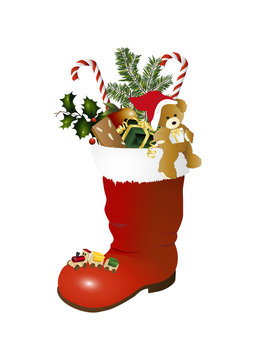 Teddyb&auml;r, Holzzug und Nikolausstiefel