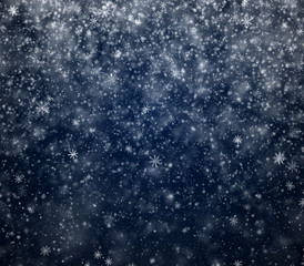 Frosty winter New Year's background, falling snowflakes