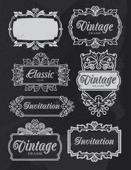 Banners and decorative frames on a black background