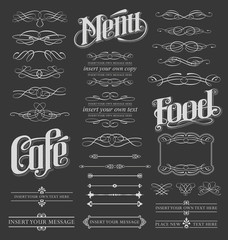 Calligraphic and Decorative Chalkboard Design Elements for Menus