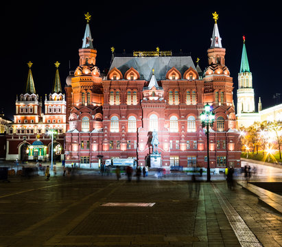 red square museum in the night