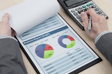 man hand with business report