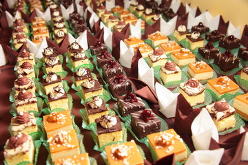 Varieties of cakes desserts catering sweets