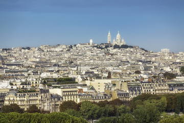 Fototapeta na wymiar View of Paris with Sacre Coeur Basilica