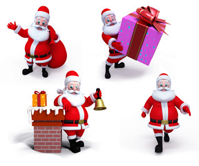 Santa claus in various action