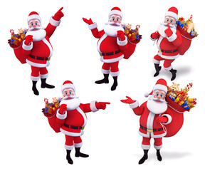 Santa claus in various action
