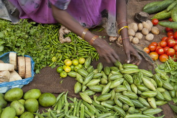 Street market in Varanasi, India.