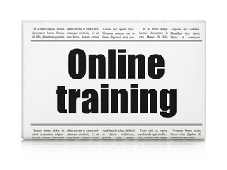 Education news concept: newspaper headline Online Training