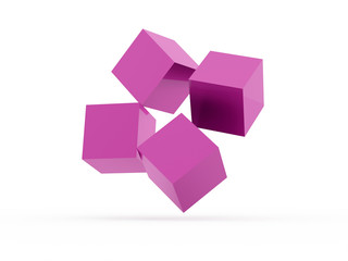 Obraz premium Four pink cubes rendered