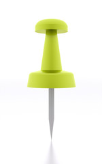 Single green push pin rendered and isolated