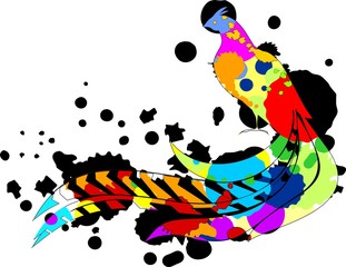 Fototapeta premium Multicolored pheasant and blurs