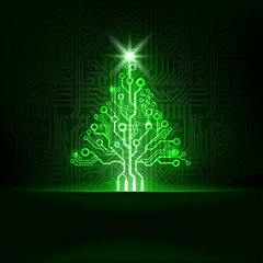 Vector abstract technology christmas tree