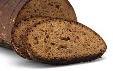 Slices of rye bread isolated on white background
