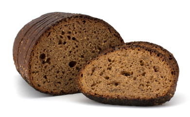 Slices of rye bread isolated on white background