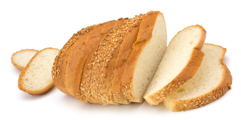 Slices of bread isolated on white background