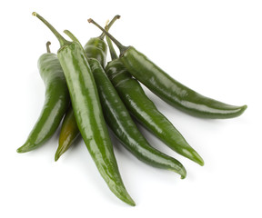 Hot chili peppers isolated on white background