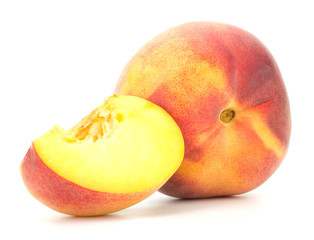 Ripe peach fruit isolated on white background
