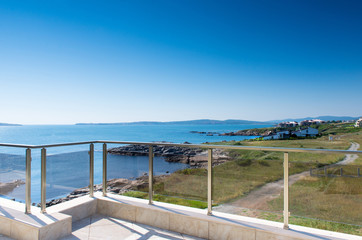 Beautiful new apartment building, terrace view