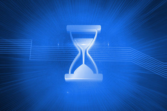 Shiny hourglass on blue background - Powered by Adobe