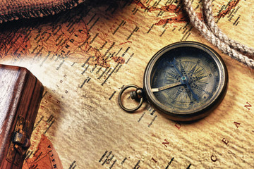 compass on  map