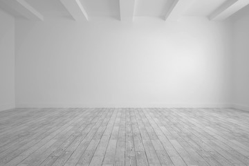 Big room with white wall - Powered by Adobe