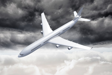 Fototapeta premium 3D plane falling in the sky