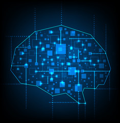 Hi tech brain. Made in style of social networks