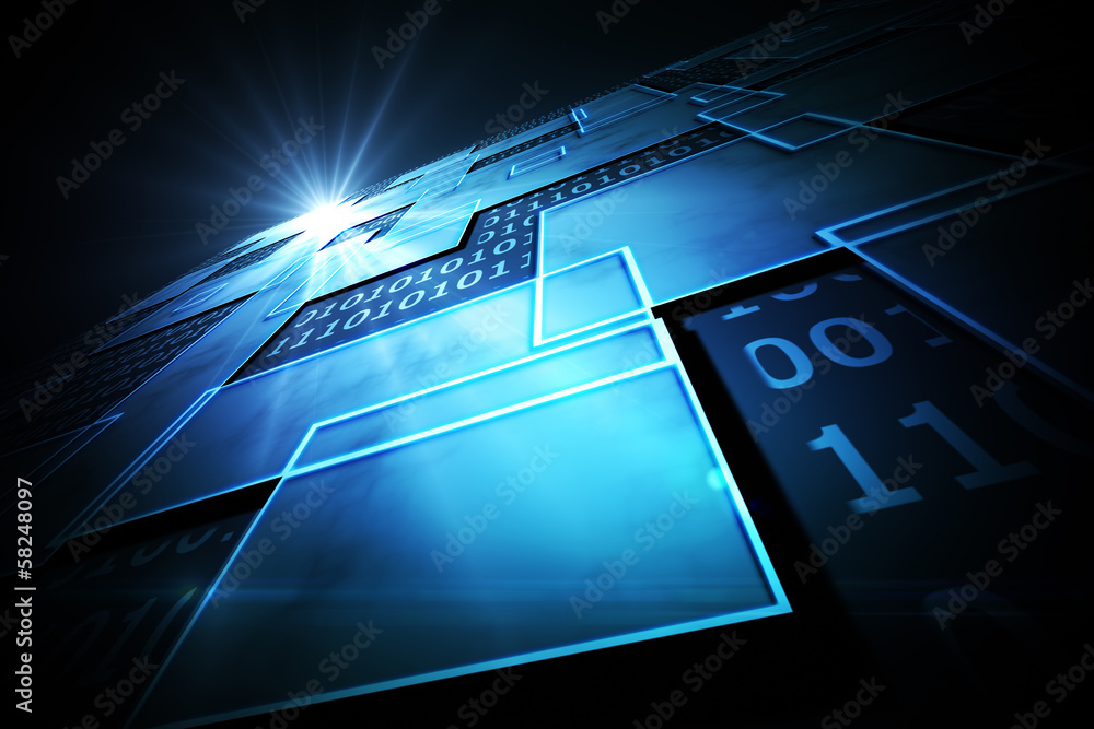 Poster black background with shiny squares